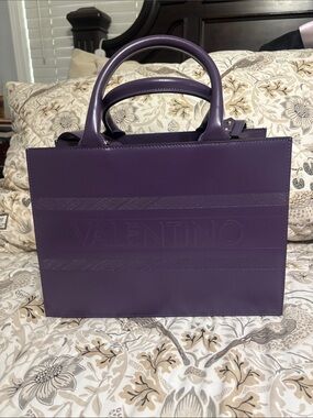 Valentino Purple Leather Top-Handle Satchel